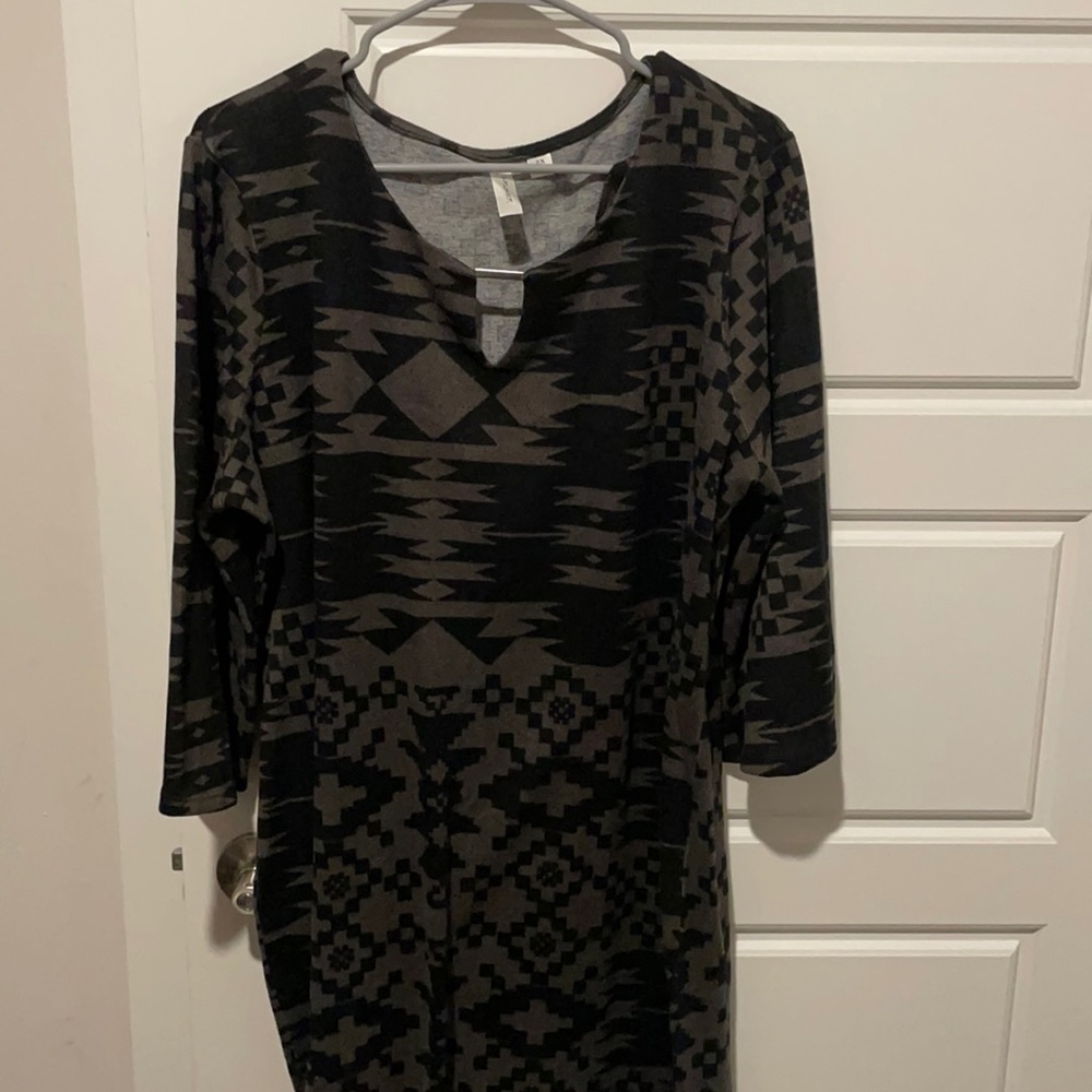 Black/Grey Aztec Sweater Dress